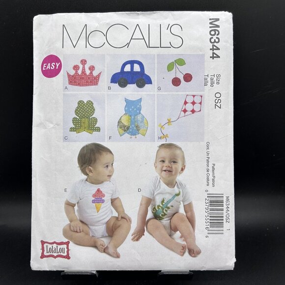 McCall's LolaLou 6344 “Infants' Onesie & Appliques” Sewing Pattern Uncut - Picture 1 of 5